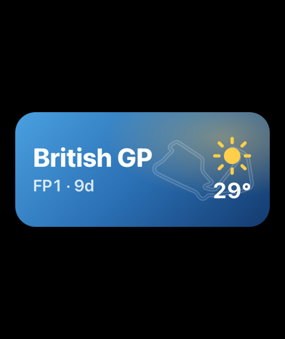 Next session countdown with weather